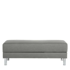 Ecksofa mit Hocker in Hellgrau mit Chrom - Setians (zweiteilig)