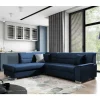 Ecksofa mit Schlaffunktion in Blauschwarz Samtbezug - Lasalinas