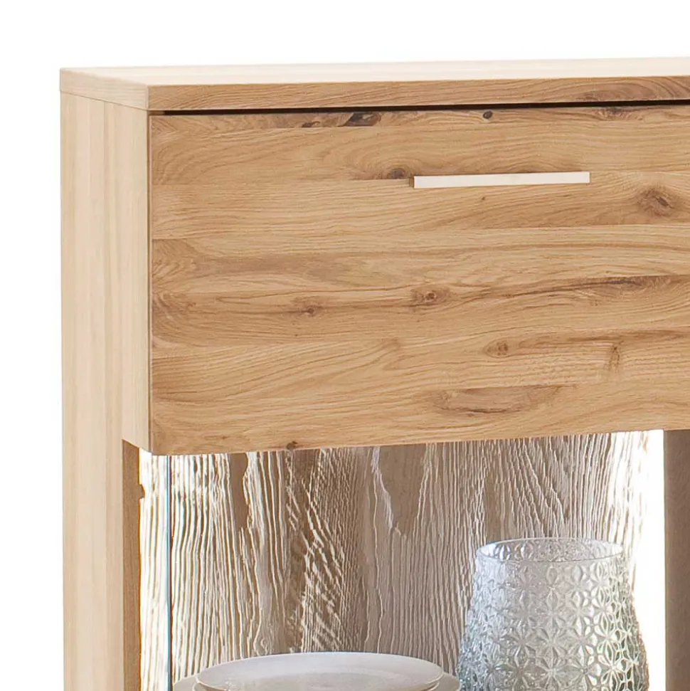 Eiche Bianco Highboard mit Glas-Einsätzen - Crokas