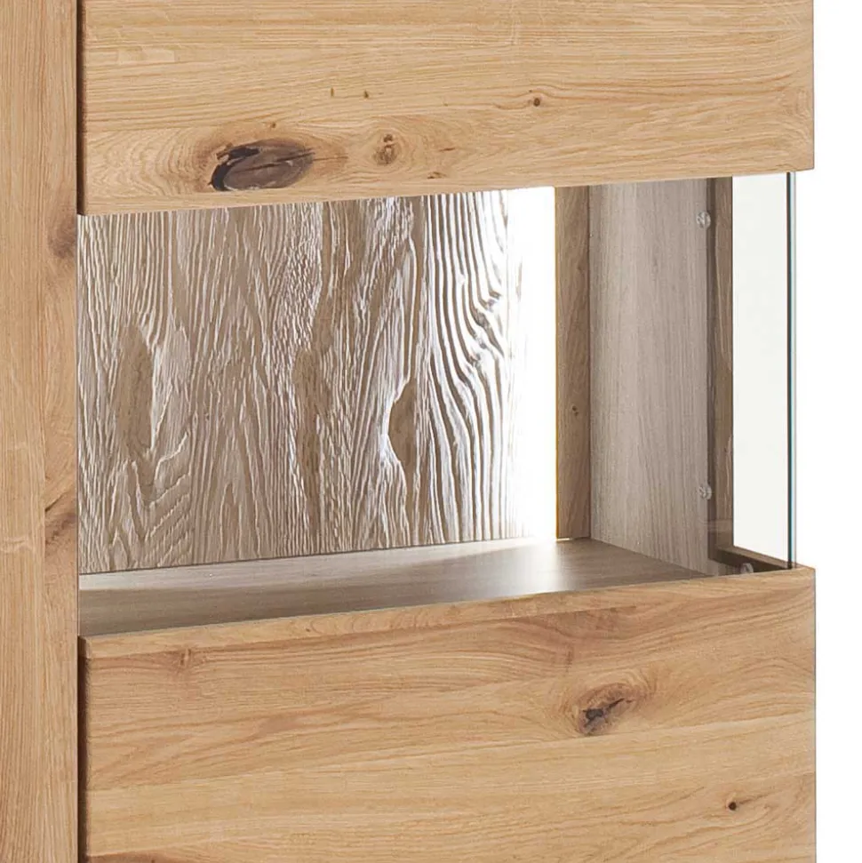 Eiche Bianco Highboard mit Glas-Einsätzen - Crokas