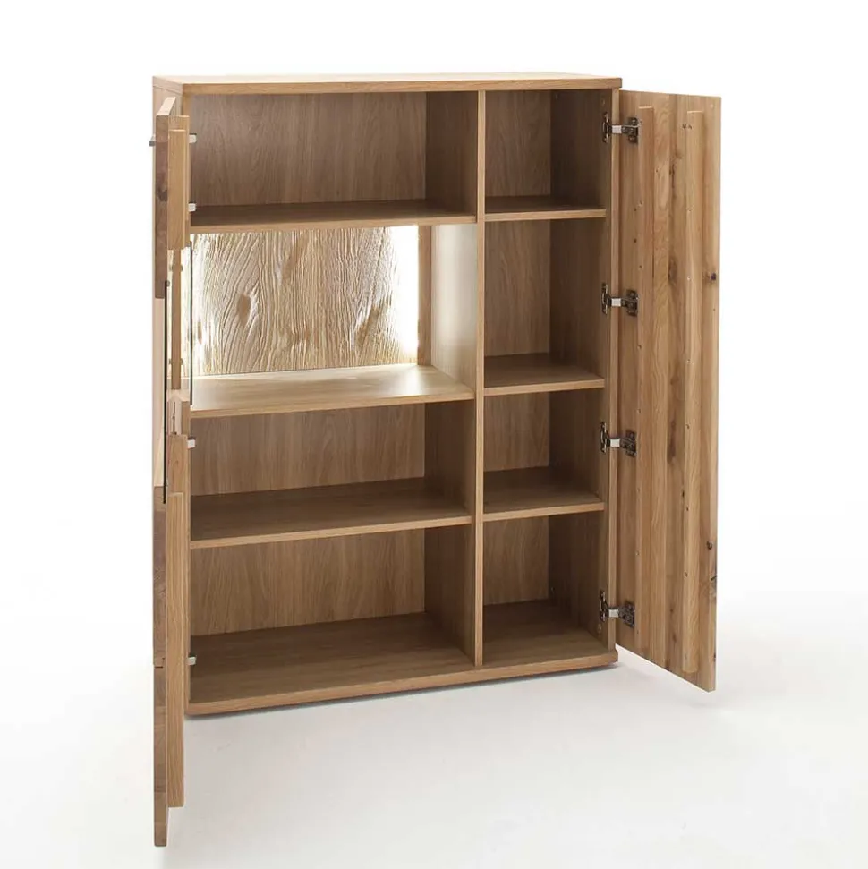 Eiche Bianco Highboard mit Glas Einsatz - Crokas I