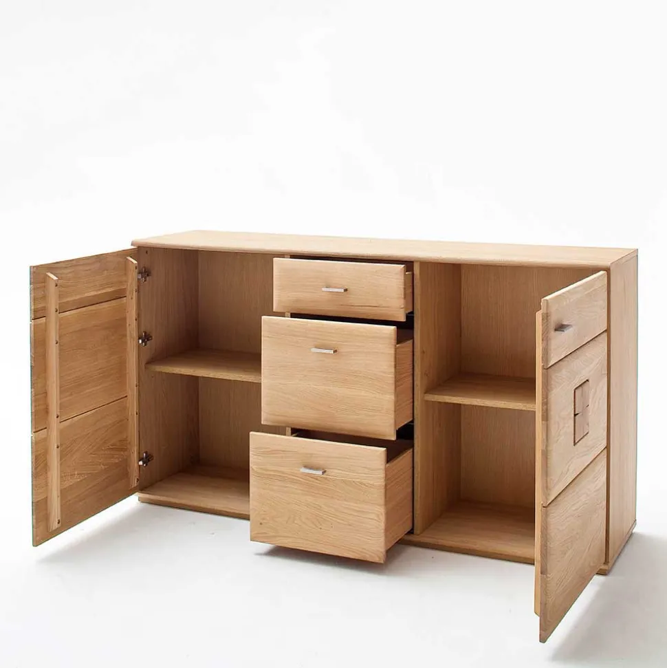 Eiche Bianco Sideboard teilmassiv Pontros 2-türig
