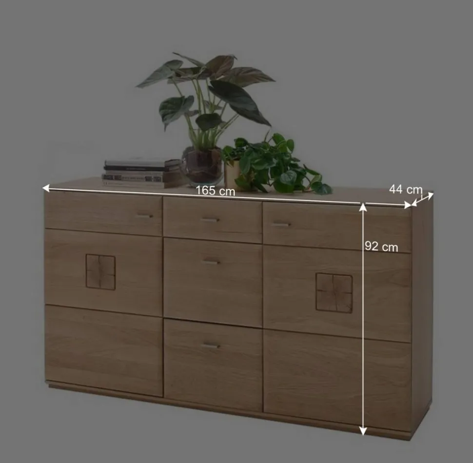 Eiche Bianco Sideboard teilmassiv Pontros 2-türig