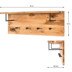 Eiche Hängegarderobe mit Hutboden - Cadama