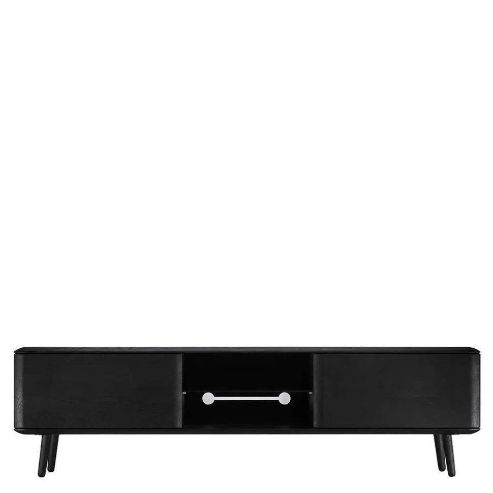 Eiche TV Lowboard in Schwarz geölt - Janeira