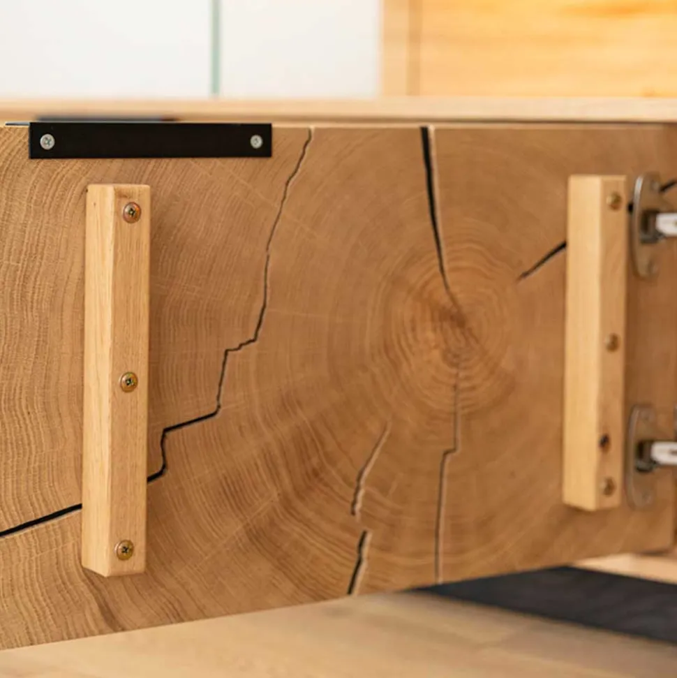 Eichenholz TV Board mit Hirnholz Applikation - Deruta