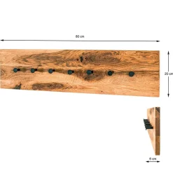 Einfache Wandgarderobe aus Eiche & Metall - Arno
