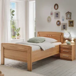 Einzelbett mit Nachtkommode Set - Sendician (zweiteilig)