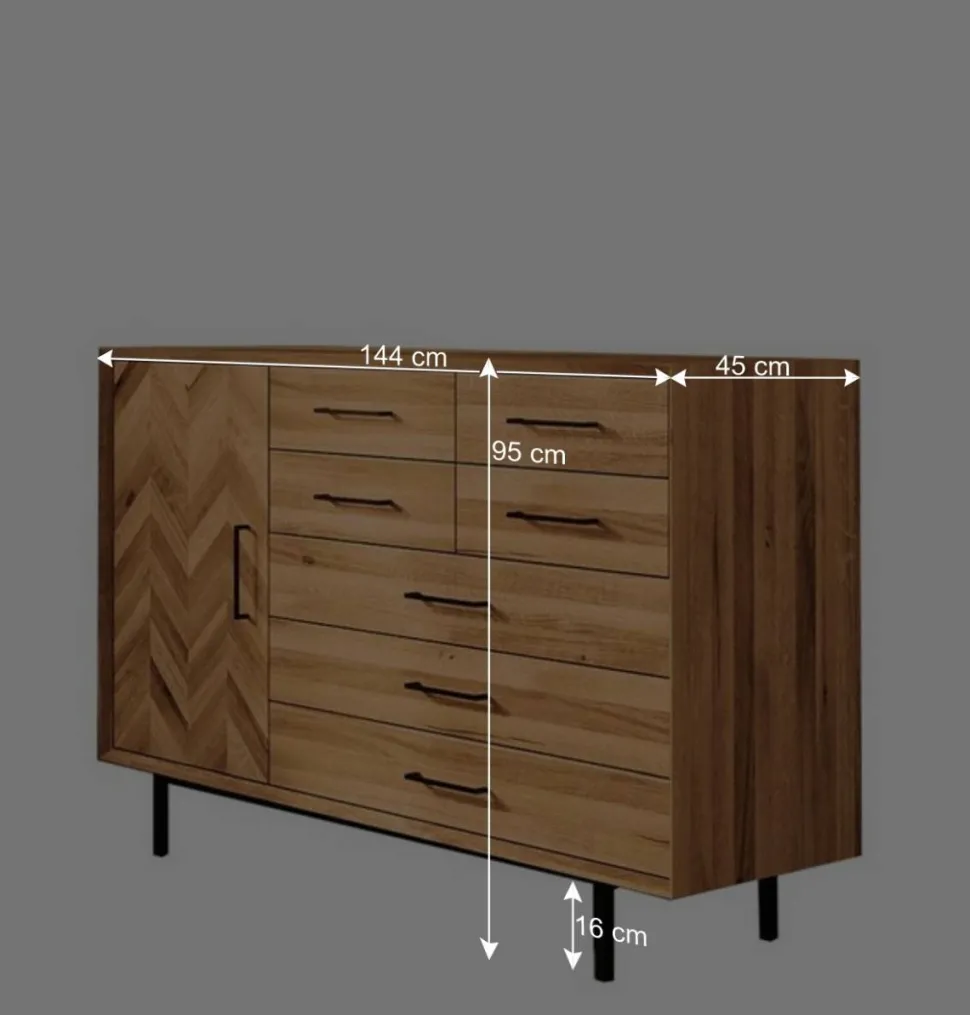 Elegante Kommode mit sieben Schubladen & Tür - Kerfa