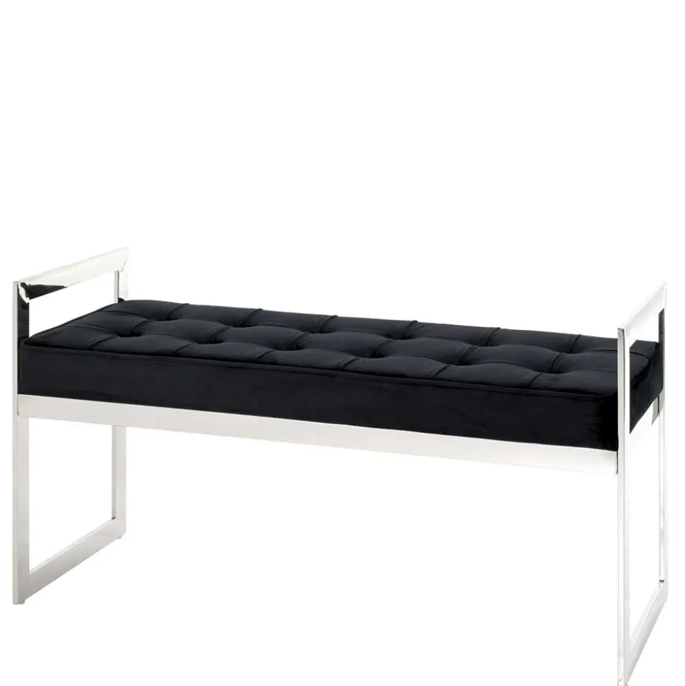 Elegante Sitzbank in Schwarz Samt - Moda