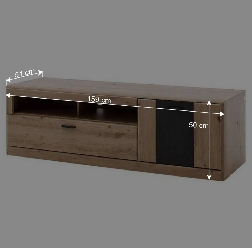 Elegante TV Bank in Eiche & Grau - Larinca