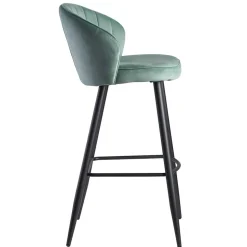 Eleganter Barstuhl in Mintgrün Samt - Bennet