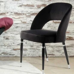 Eleganter Designstuhl in Schwarz Samt - Siiri (2er Set)
