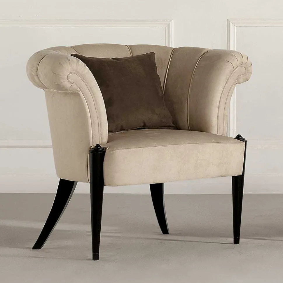 Eleganter Sessel in Beige Stoffbezug - Gatron