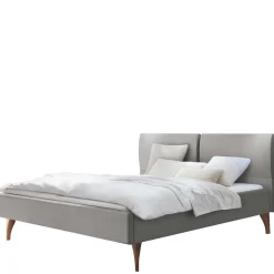 Elegantes Polsterbett in Grau und Kernbuche - Silka