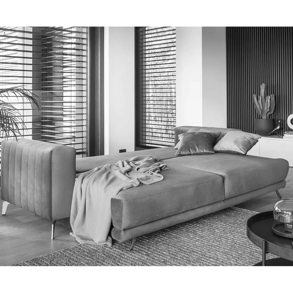 2er Bettsofa in Dunkelrot - matter Samt - Lanaco