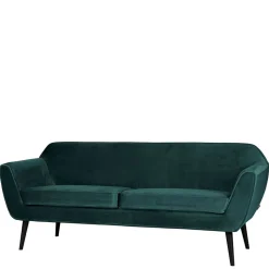 2,5er Wohnzimmercouch in Petrol Blau & Schwarz - Jerry