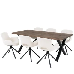 Esstisch mit Tischsesseln drehbar als Set - Ceolata (siebenteilig)