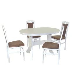 Esstisch-Gruppe in Weiß & Braun - Zero (fünfteilig)