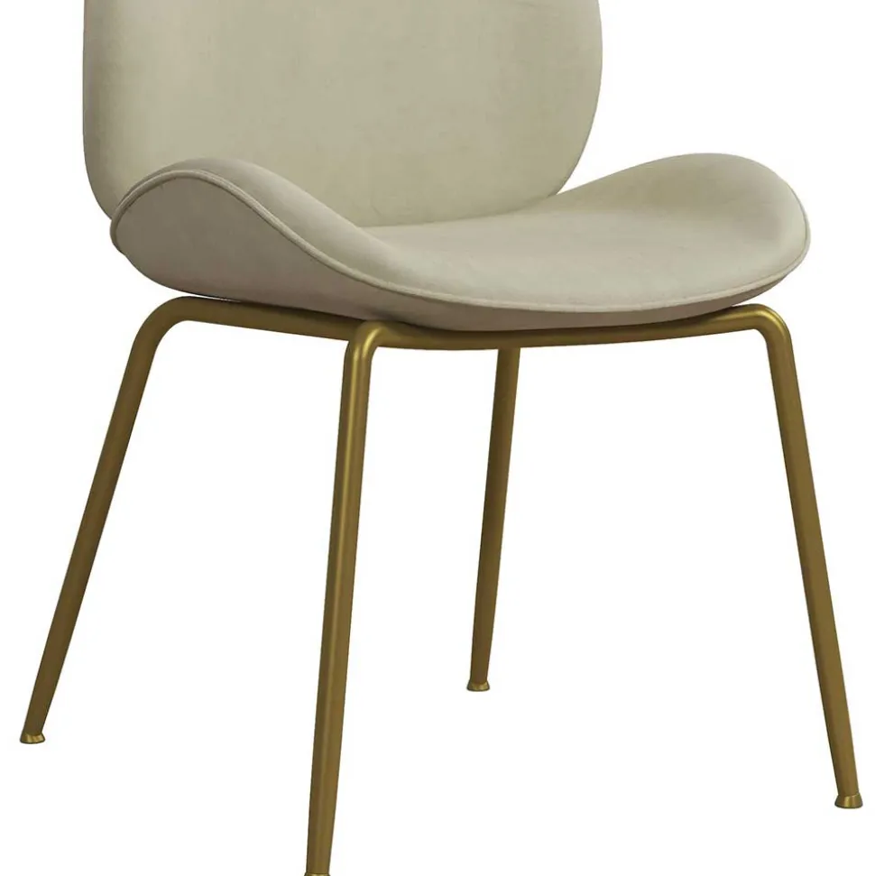 Esstischstuhl in Creme Weiß & Messing - Caspard