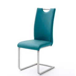Esszimmer Freischwinger in Petrol Blau Laida Kunstleder (4er Set)