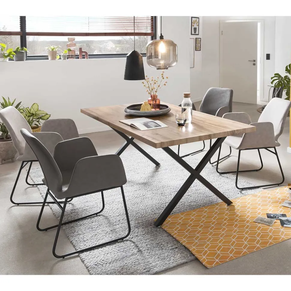Esszimmer Sitzgruppe im Skandi Design - Grooves (fünfteilig)