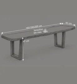 Esszimmerbank mit Trapez-Bügelbeinen Anthrazit - Ramino