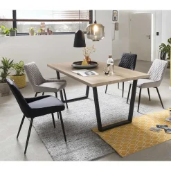 Esszimmergruppe mit Microfaser-Stühlen - Dascalo (fünfteilig)