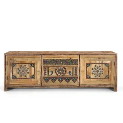 Ethno Style TV Kommode mit farbenfrohen Ornamenten - Azua