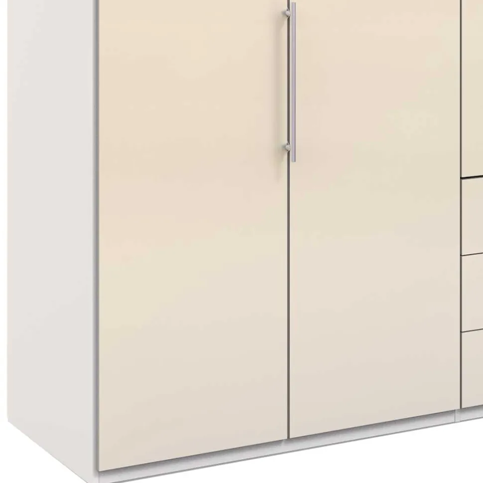 Falttüren Kleiderschrank in Creme Glas - Zidarie