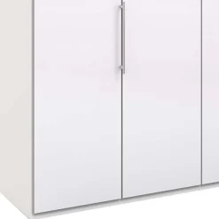 Falttüren-Kleiderschrank in Weiß mit Glasbeschichtung - Dolienca