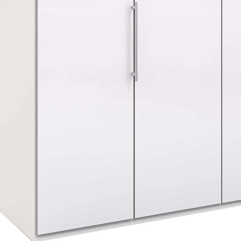 Falttüren-Kleiderschrank in Weiß mit Glasbeschichtung - Dolienca