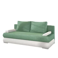 Federkern Bettsofa in Hellgrün und Weiß - Jeanys