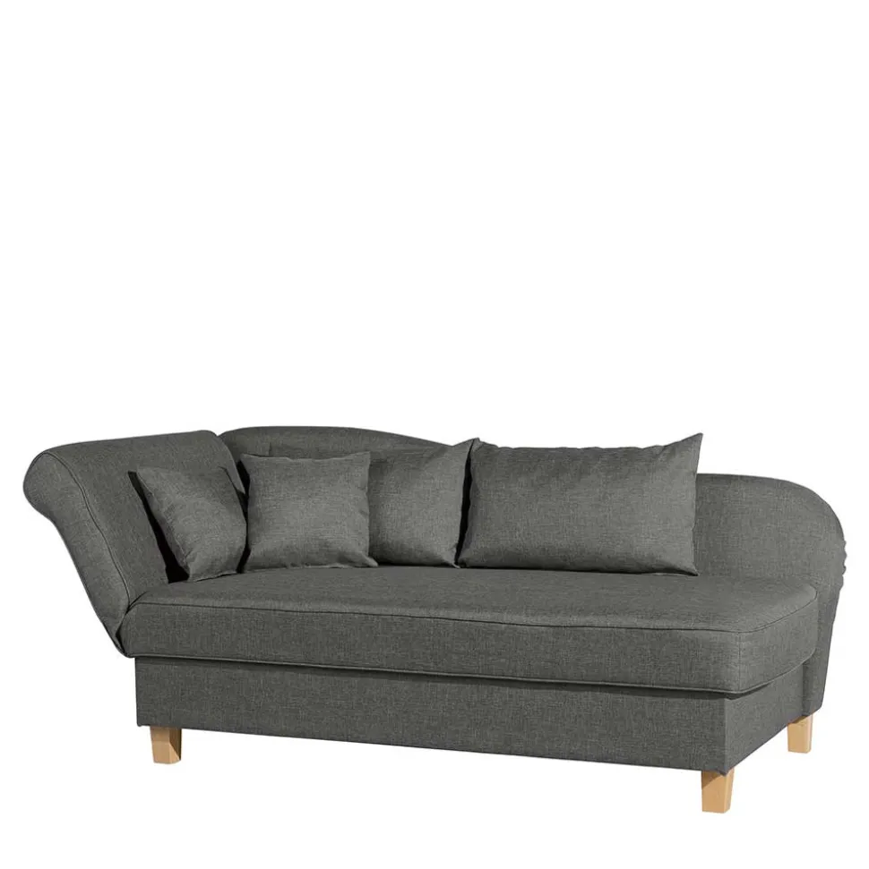 Federkern Chaiselongue in Anthrazit mit Buche - Sektinus