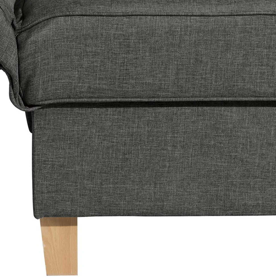 Federkern Chaiselongue in Anthrazit mit Buche - Sektinus