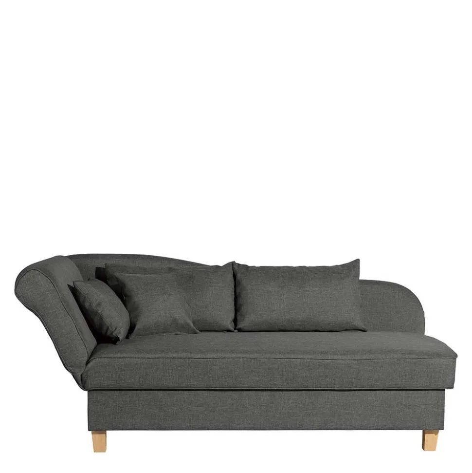 Federkern Chaiselongue in Anthrazit mit Buche - Sektinus