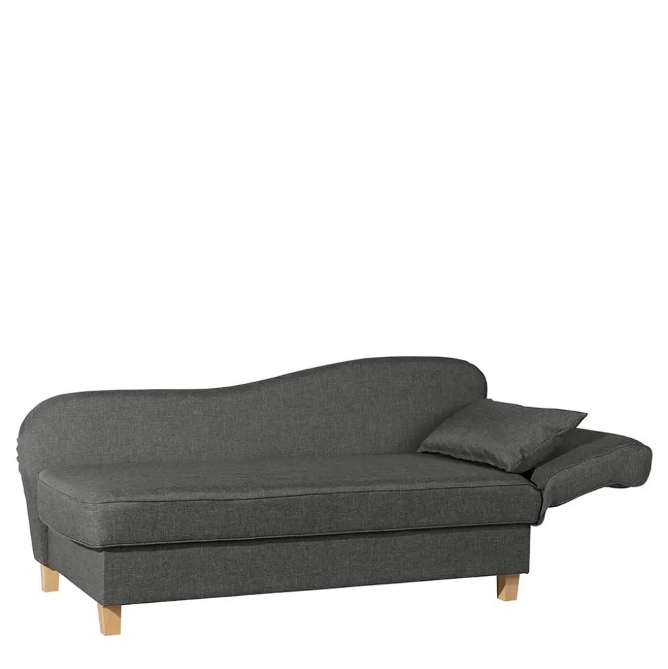 Federkern Chaiselongue in Anthrazit mit Buche - Sektinus