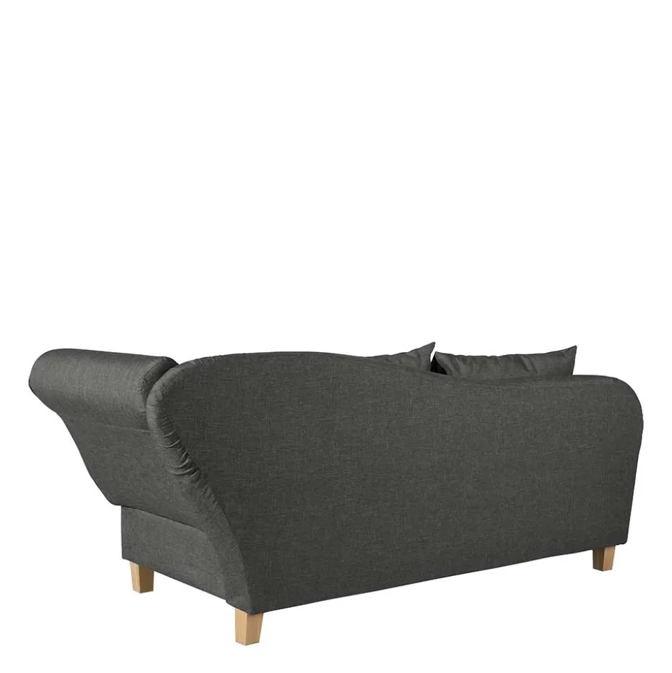 Federkern Chaiselongue in Anthrazit mit Buche - Sektinus