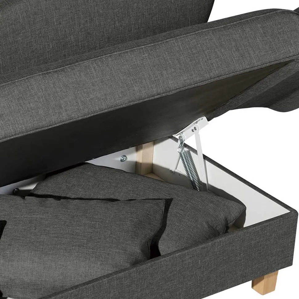 Federkern Chaiselongue in Anthrazit mit Buche - Sektinus