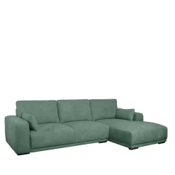 Federkern Ecksofa in Grün Stoffbezug - Tree