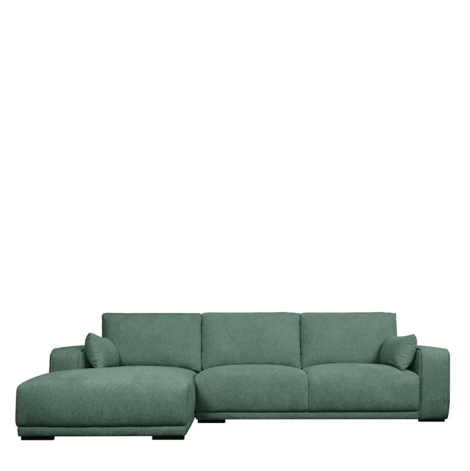 Federkern Ecksofa in Grün Stoffbezug - Tree
