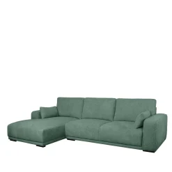 Federkern Ecksofa in Grün Stoffbezug - Tree