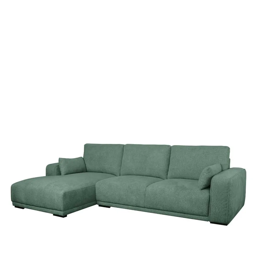 Federkern Ecksofa in Grün Stoffbezug - Tree