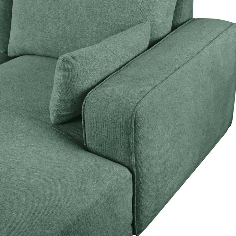 Federkern Ecksofa in Grün Stoffbezug - Tree