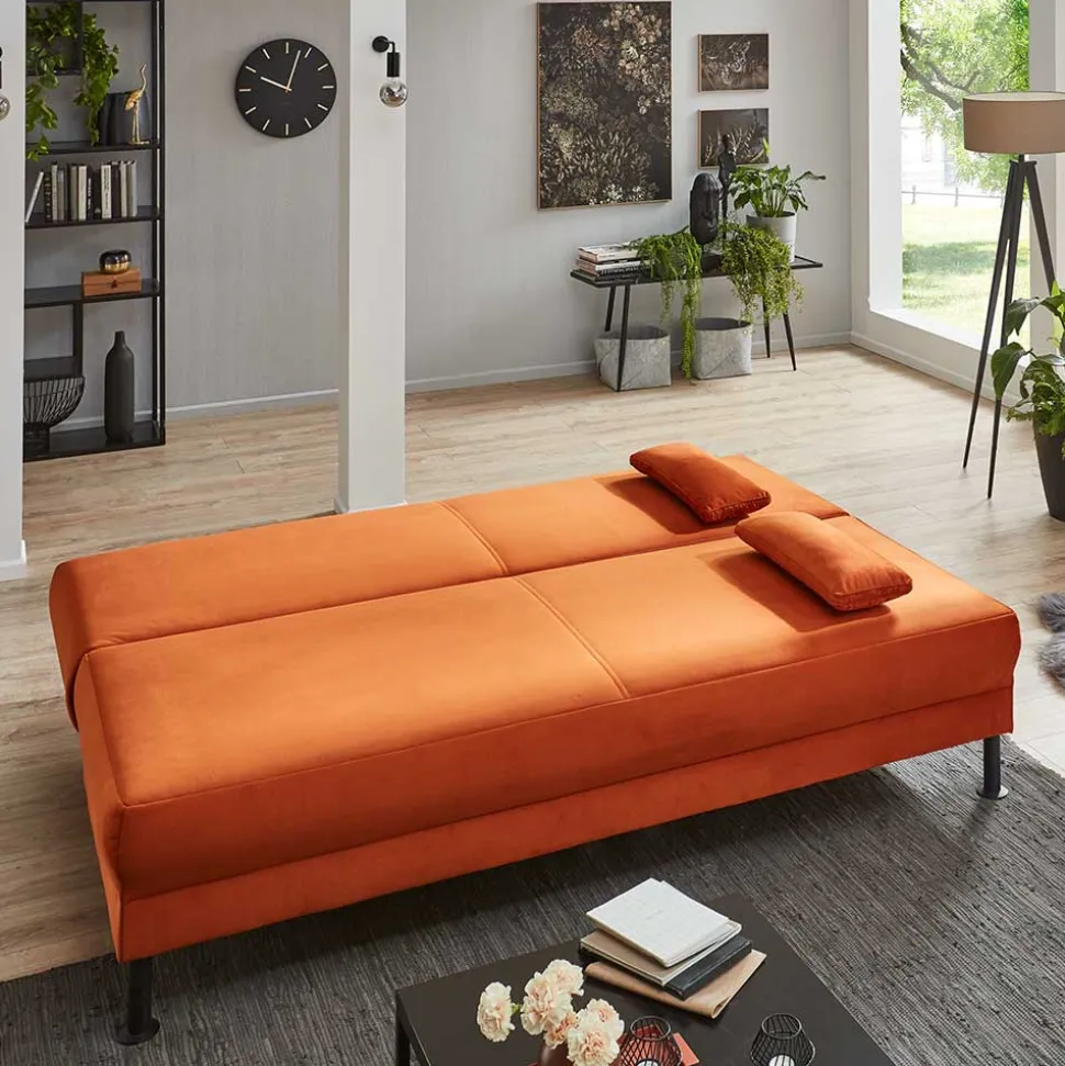 Federkern Klappsofa in Kupfer Velours - Sharkas