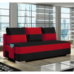 Federkern Sofabett in Schwarz und Rot - Nusret