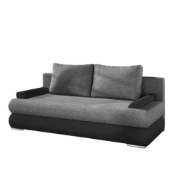 Federkern-Bettsofa in Dunkelgrau und Schwarz - Jarah