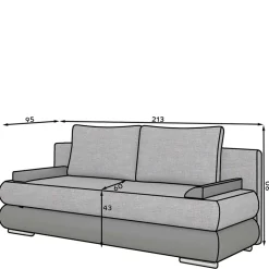Federkern-Bettsofa in Dunkelgrau und Schwarz - Jarah