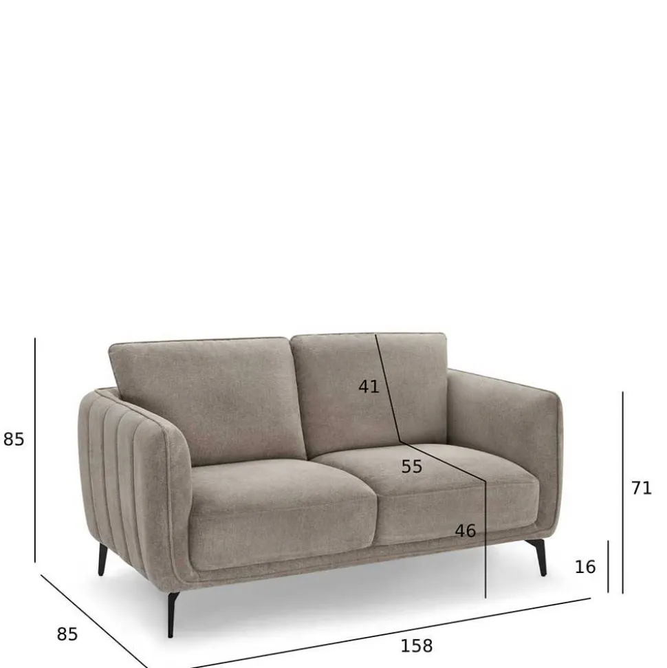 Federkernsofa in Beige Stoffbezug - Ordinia