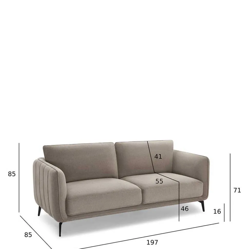 Federkernsofa in Beige Stoffbezug - Ordinia